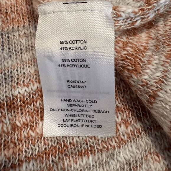 Natural Reflections Lightweight Fringe Sweater V-Neck Rust Tan Cream Size Medium - Picture 7 of 12